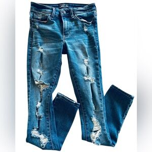 Abercrombie & Fitch Distressed Skinny Jeans in Blue
